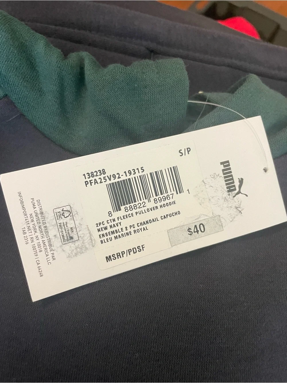 Puma Kids Navy and Green Hoodie & Jogger Set Size.  S/P - Picture 16 of 16